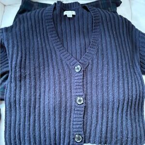American Eagle Outfitters Deep Blue Ribbed Cardigan